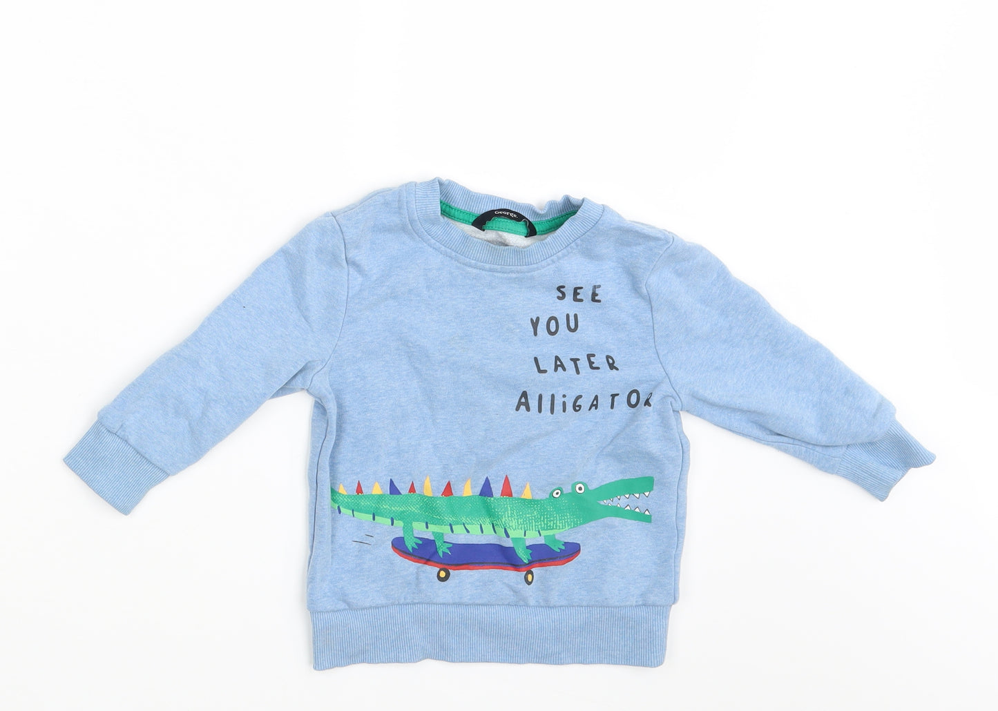 George Boys Blue   Pullover Jumper Size 12-18 Months  - See You Later Alligator
