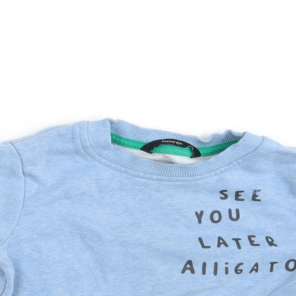 George Boys Blue   Pullover Jumper Size 12-18 Months  - See You Later Alligator
