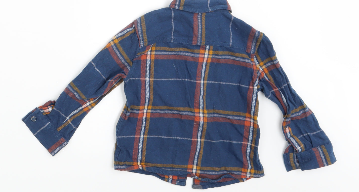 Mini Club Boys Blue Check  Basic Button-Up Size 12-18 Months
