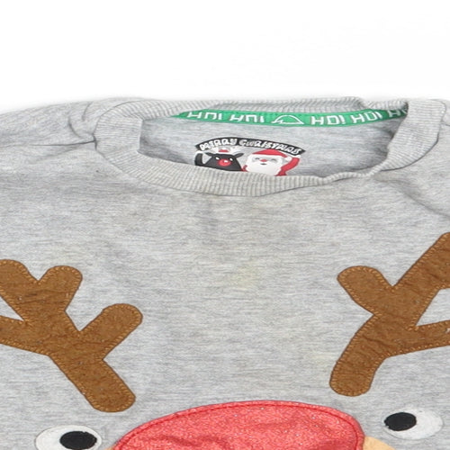 F&F Girls Grey   Pullover Jumper Size 2-3 Years  - Seasonal Christmas Festive Holiday