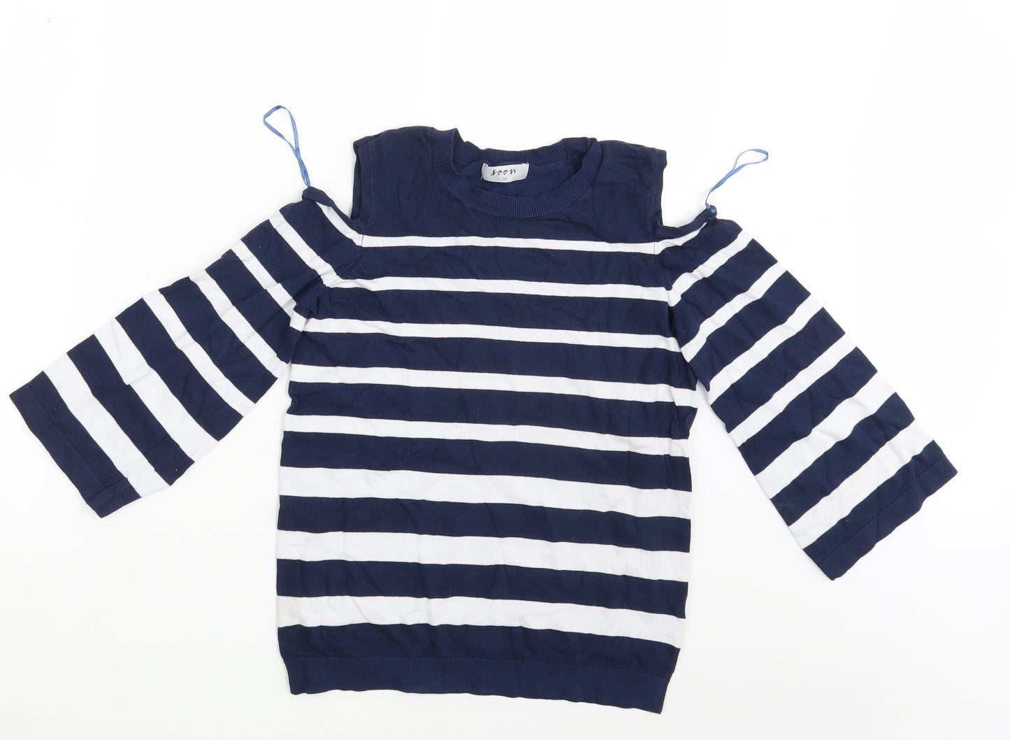 Matalan Womens Blue Striped  Pullover Jumper Size 10