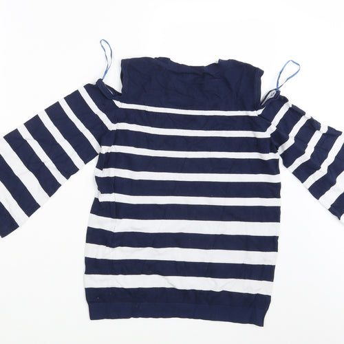 Matalan Womens Blue Striped  Pullover Jumper Size 10