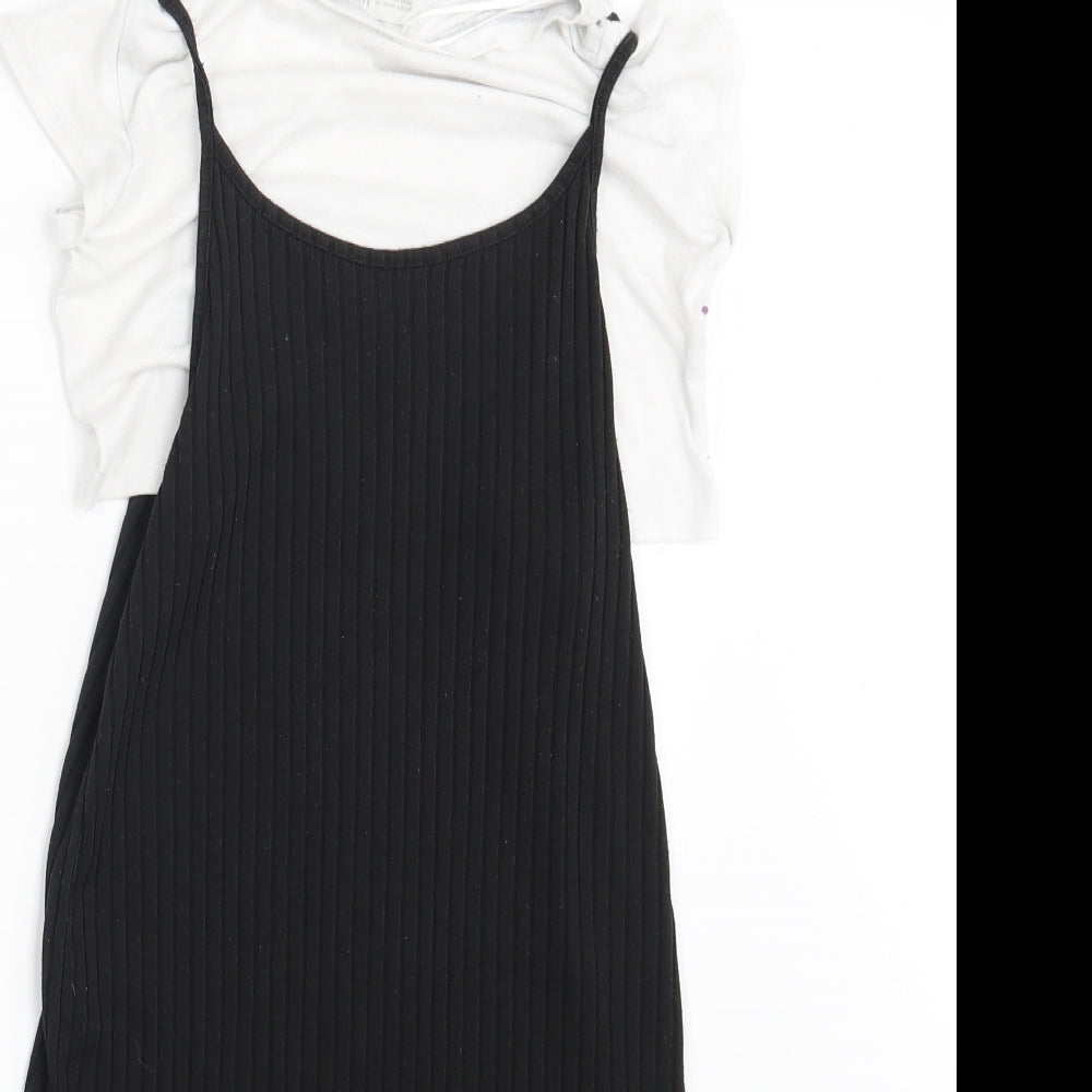 H&M Girls Black   T-Shirt Dress  Size 8-9 Years