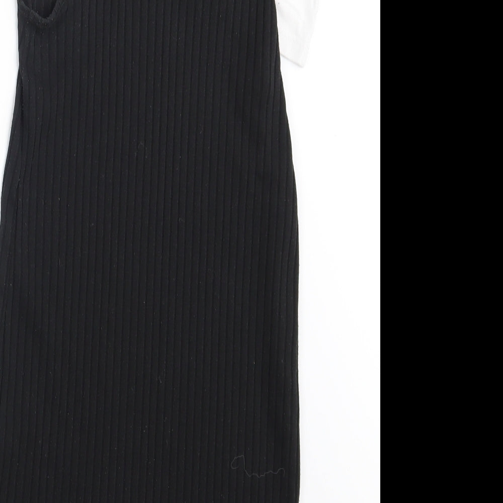 H&M Girls Black   T-Shirt Dress  Size 8-9 Years