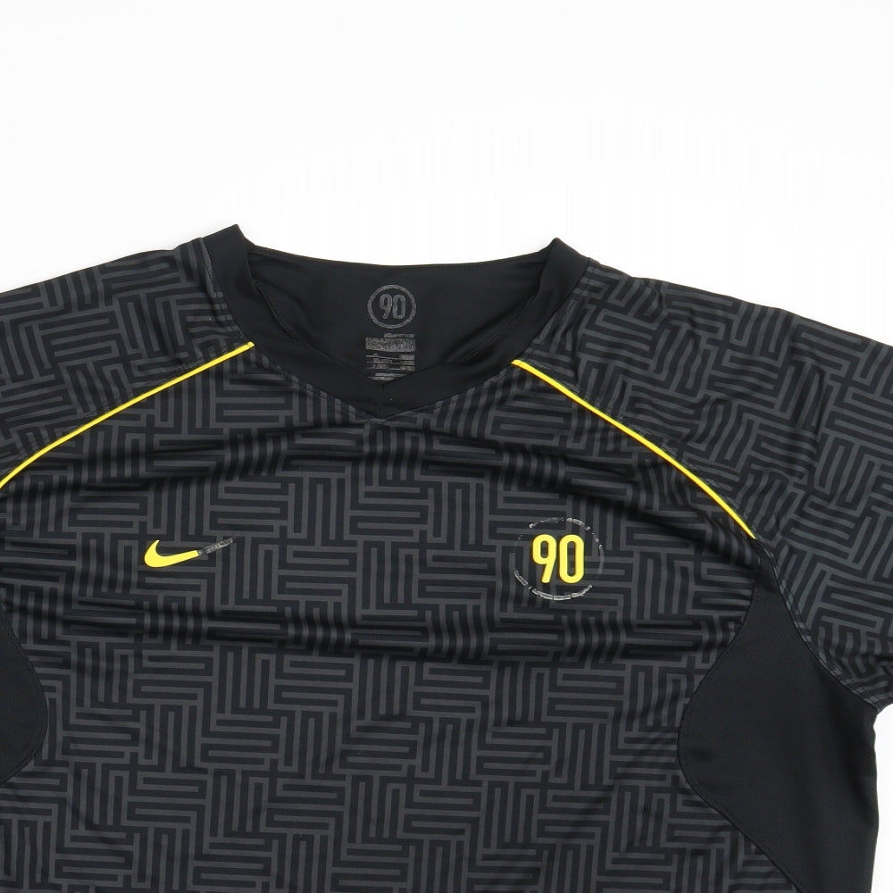 Nike Mens Black Geometric  Basic T-Shirt One Size
