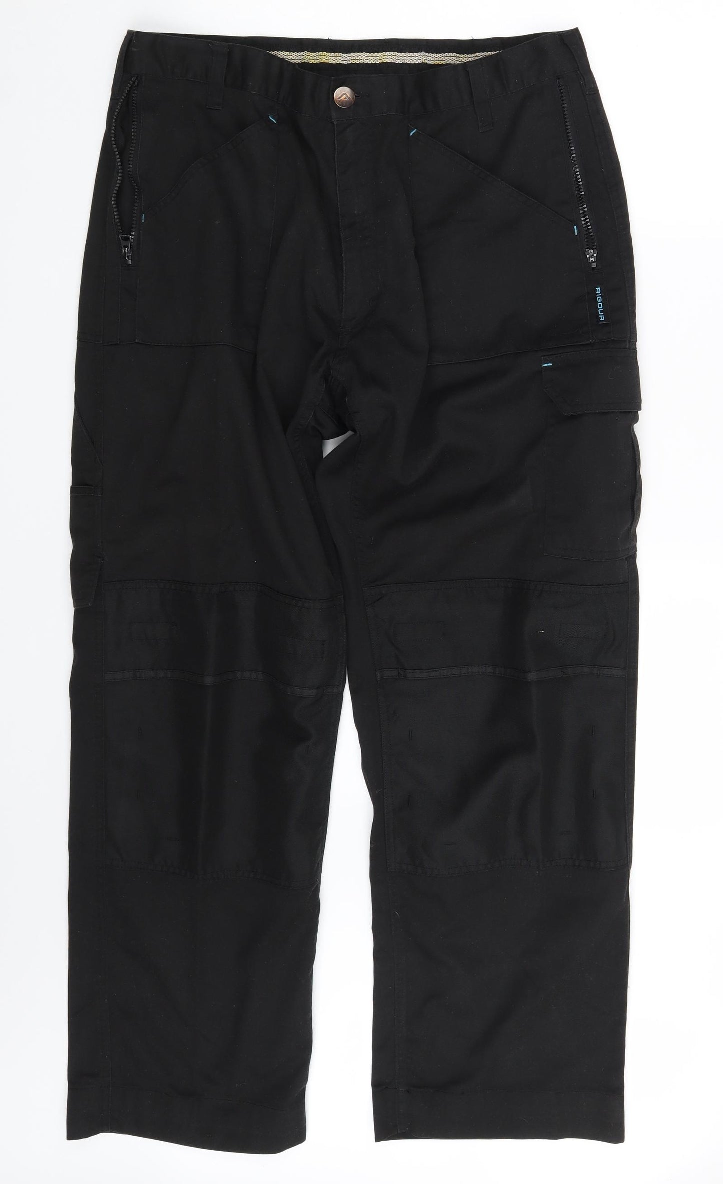 Rigour Mens Black   Cargo Trousers Size 38 in L32 in
