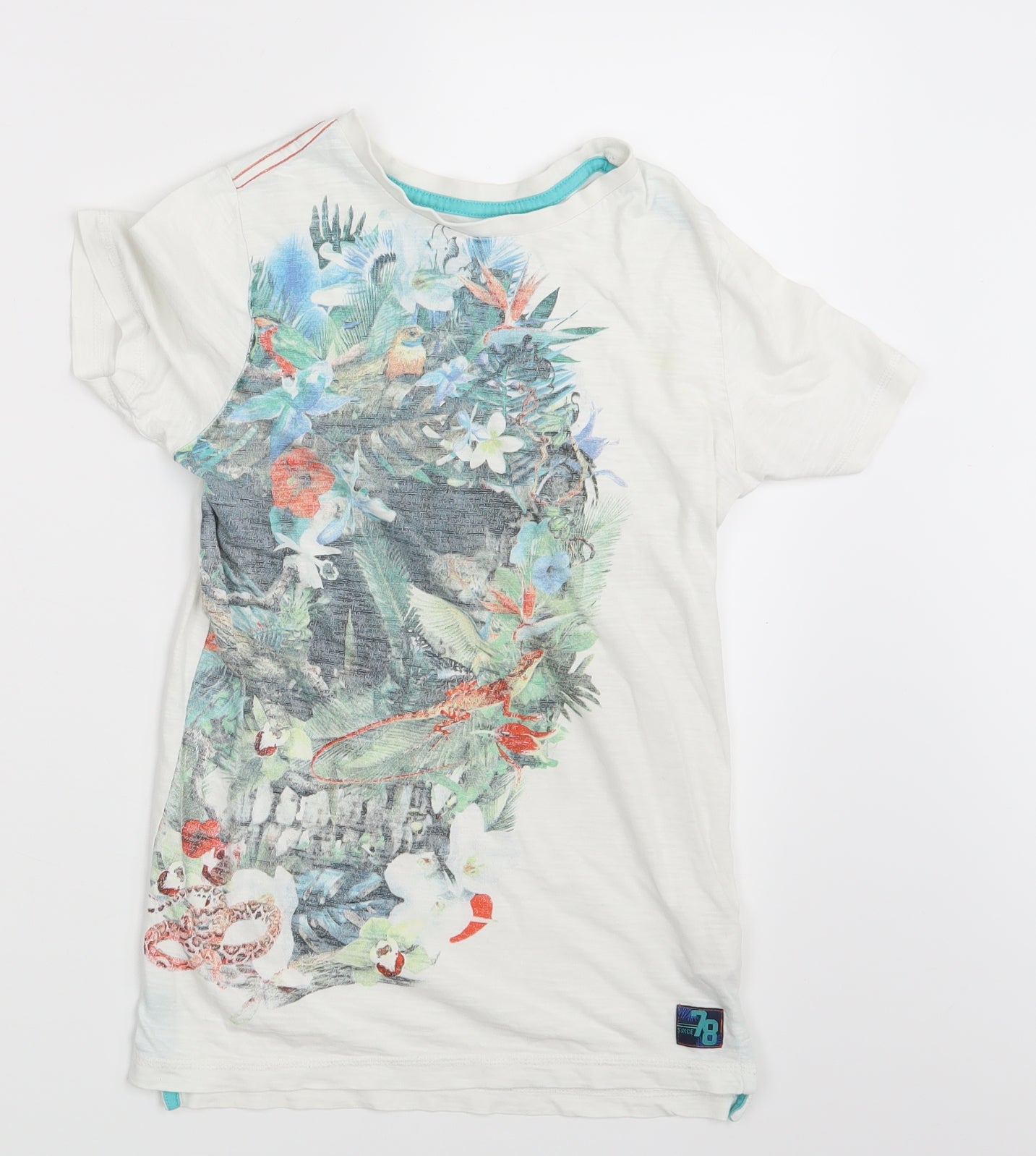 F&F Girls White Floral  Basic T-Shirt Size 8-9 Years