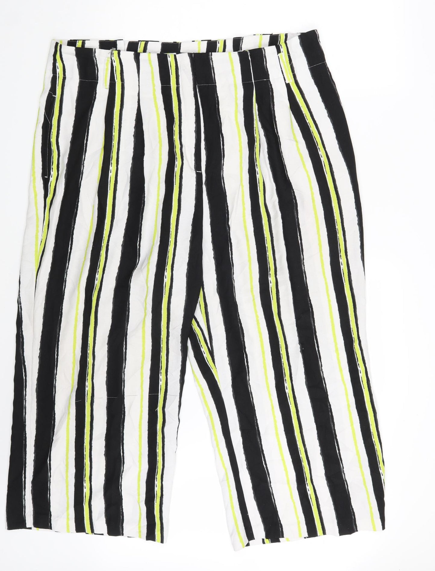F&F Womens White Striped  Bloomer Trousers Size 20 L23 in