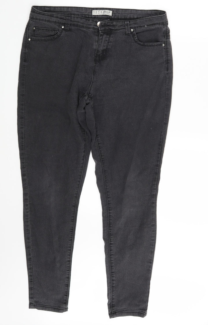 Denim Co. Womens Grey Denim Skinny Jeans Size 14 L28 in