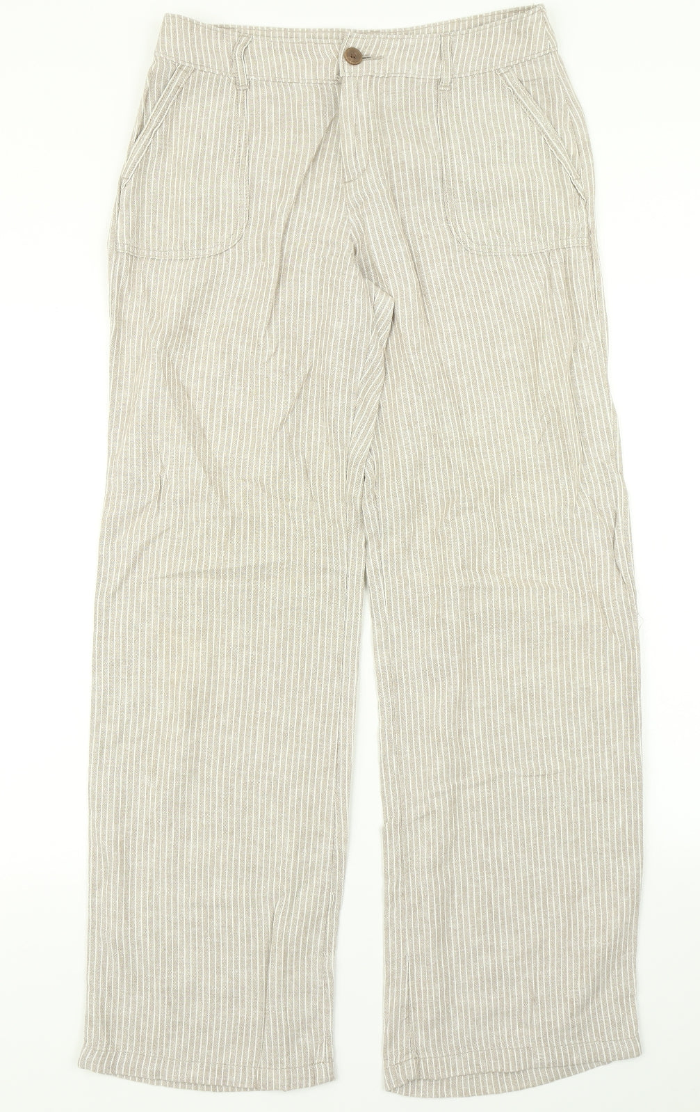 TU Womens Brown Striped  Trousers  Size 8 L30 in