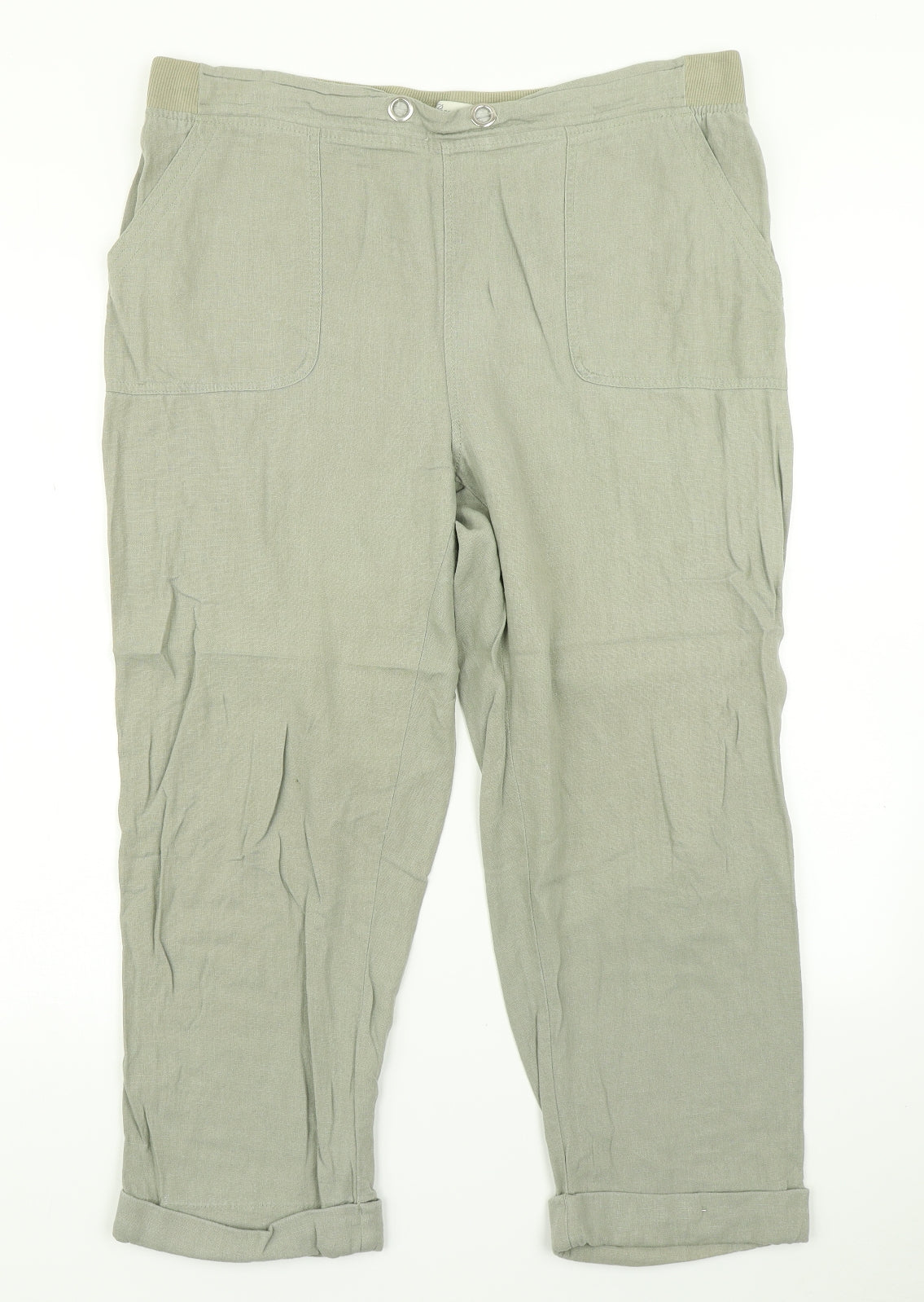 Peacocks Womens Green   Trousers  Size 16 L24 in