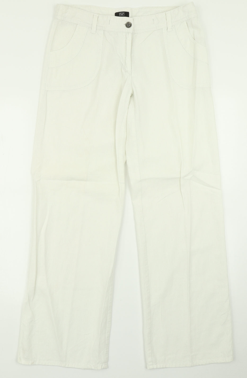 F&F Womens White   Trousers  Size 12 L30 in