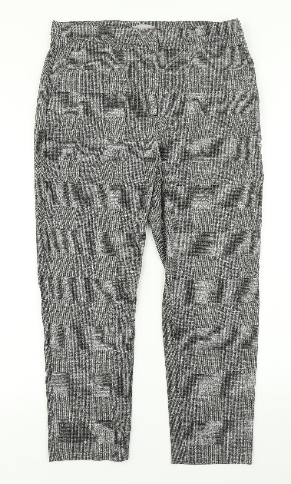 H&M Womens Grey Check  Dress Pants Trousers Size 14 L25 in