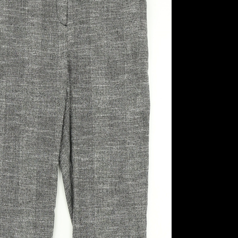 H&M Womens Grey Check  Dress Pants Trousers Size 14 L25 in