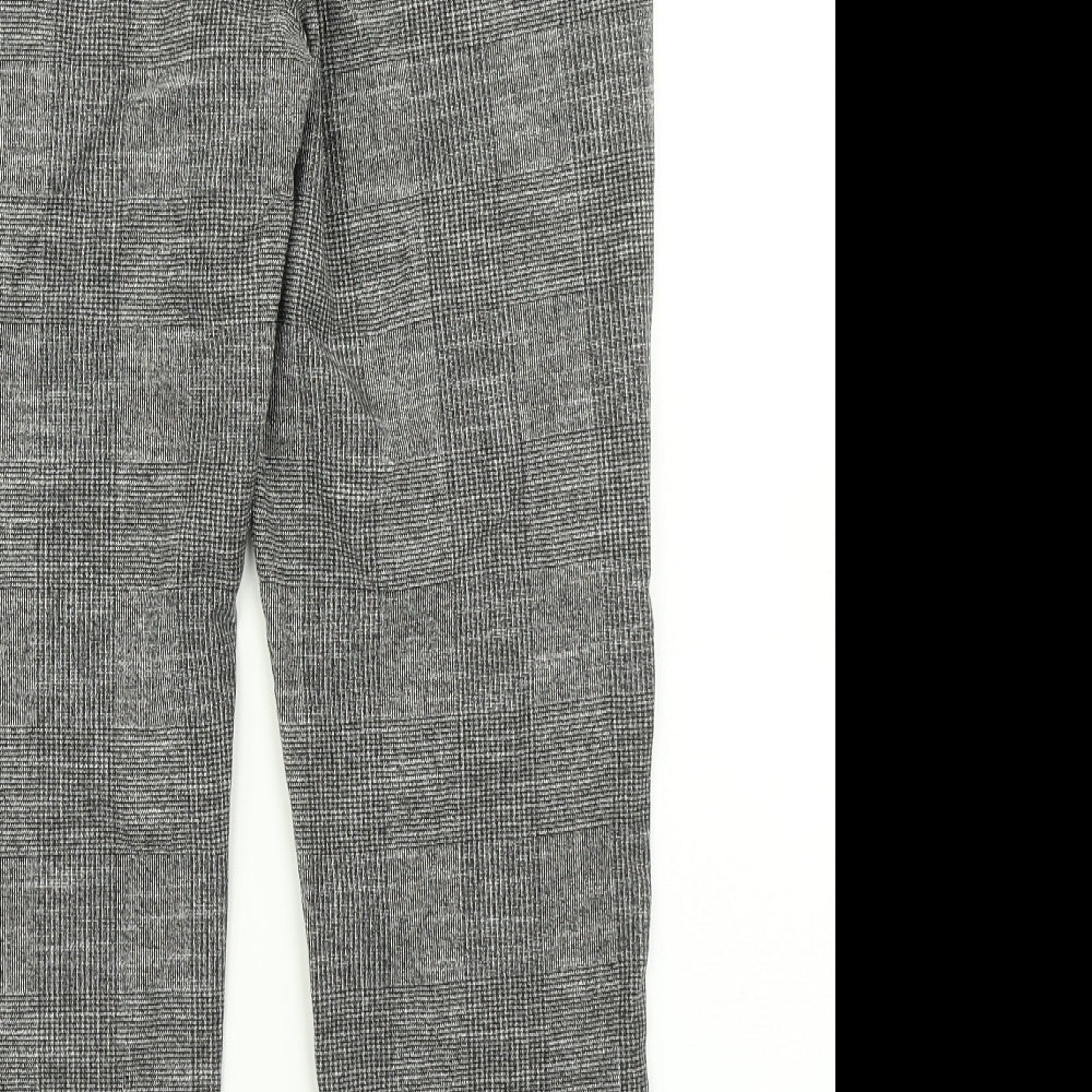 H&M Womens Grey Check  Dress Pants Trousers Size 14 L25 in