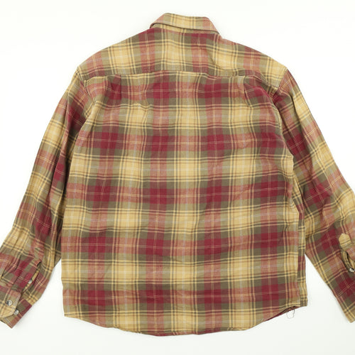 Pinewood Mens Yellow Plaid Flannel  Button-Up Size L