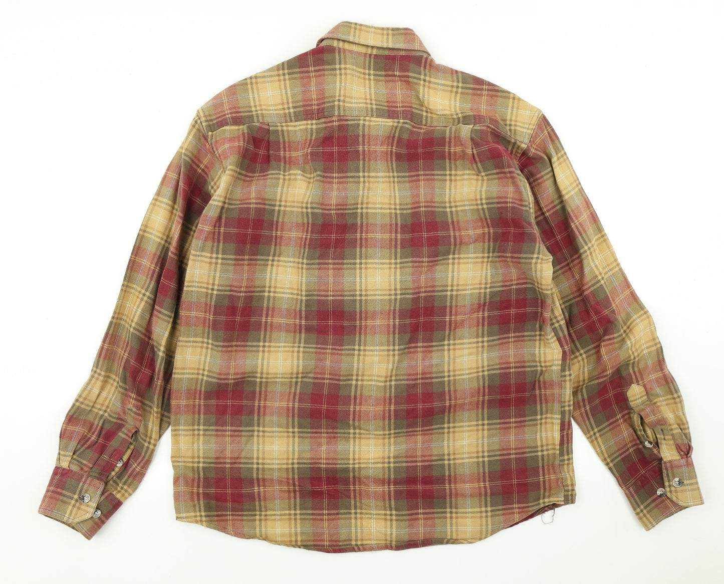 Pinewood Mens Yellow Plaid Flannel  Button-Up Size L