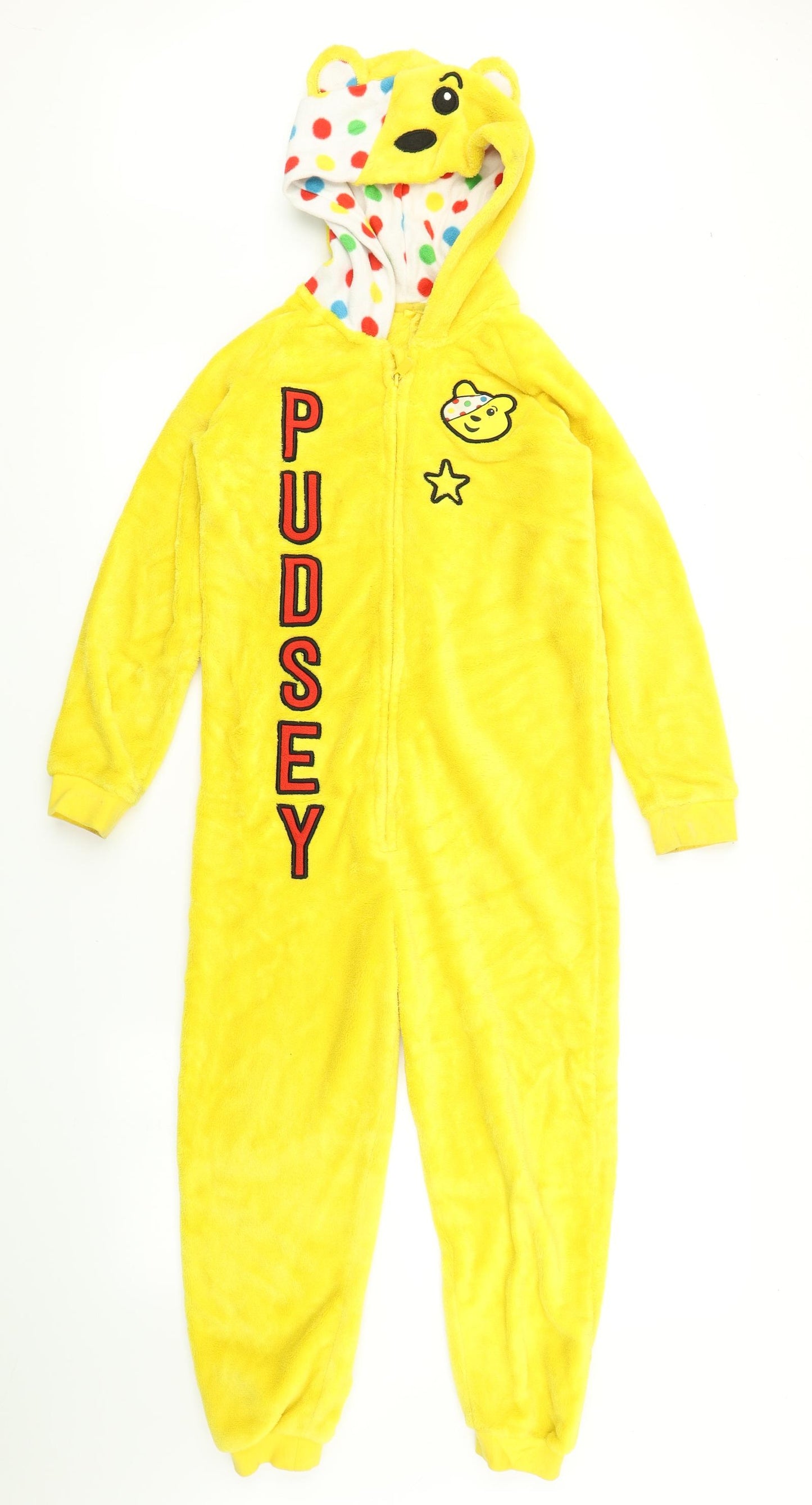 George Boys Yellow Solid Fleece  One Piece Size 8-9 Years  - Pudsey Bear Children in Need