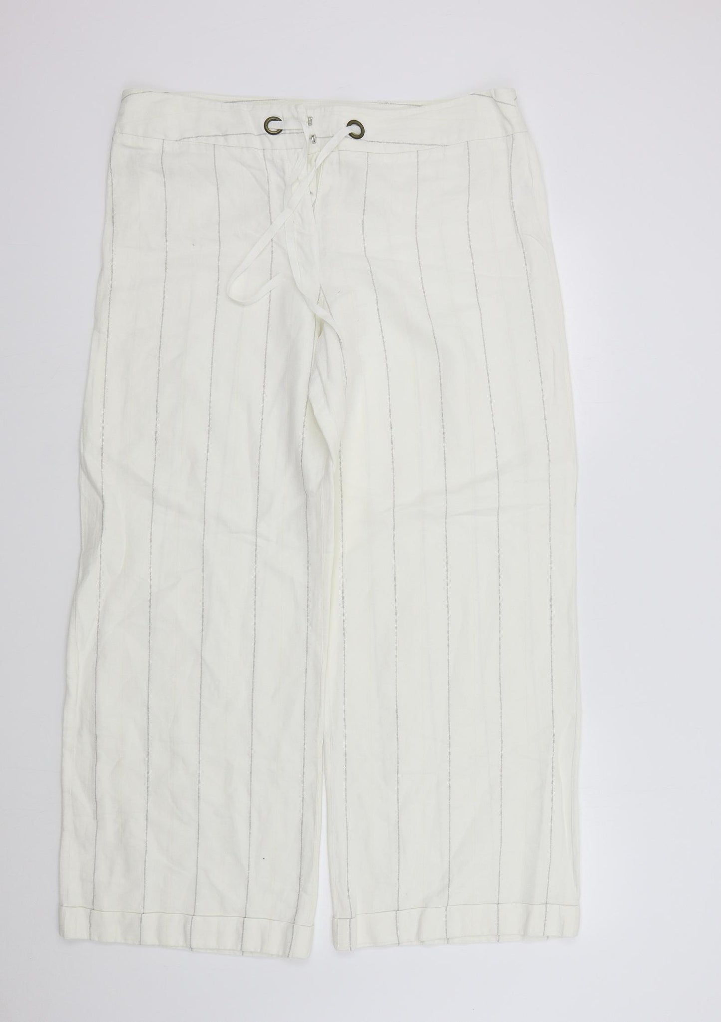 George Womens White Striped  Trousers  Size 16 L29 in