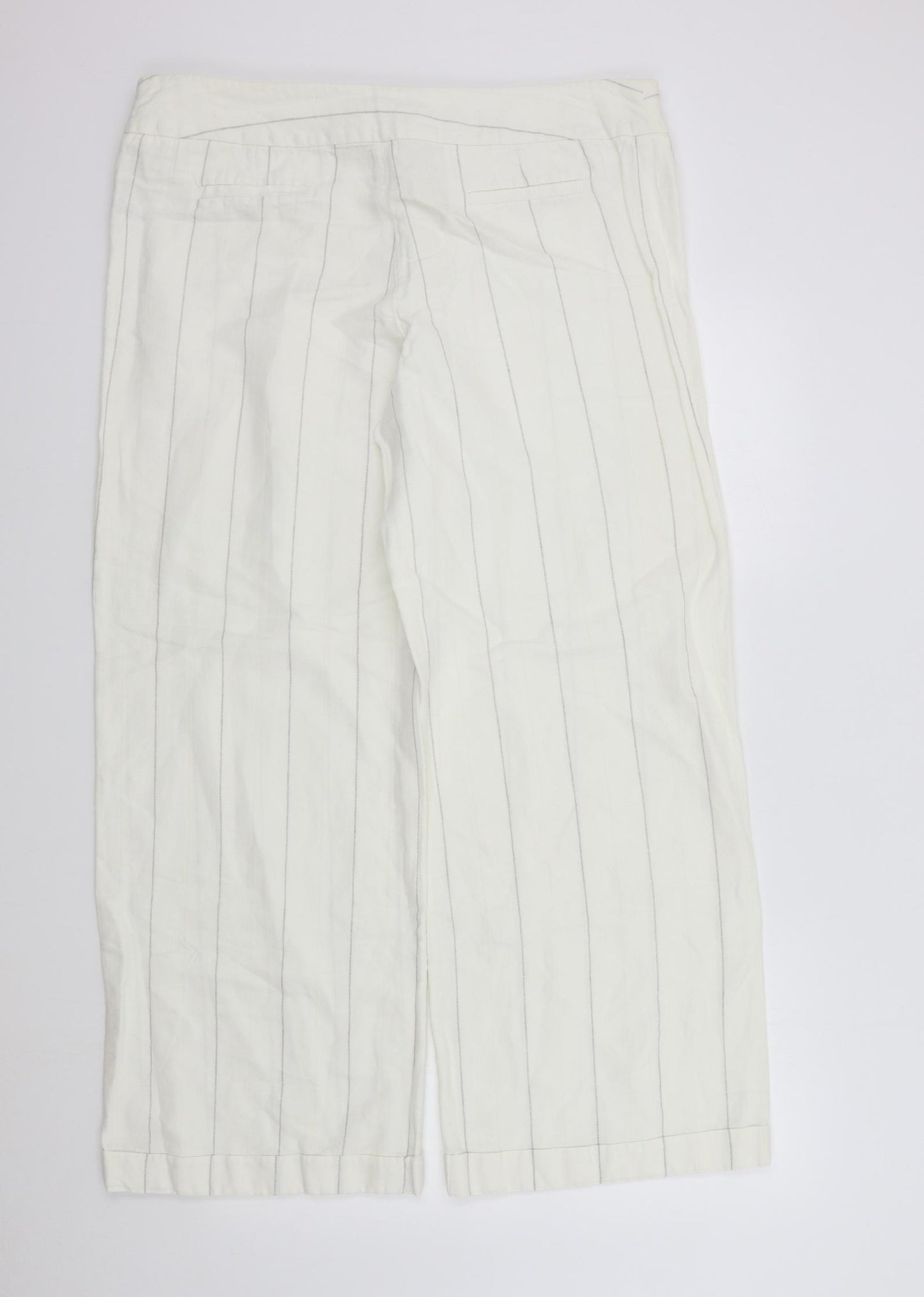 George Womens White Striped  Trousers  Size 16 L29 in