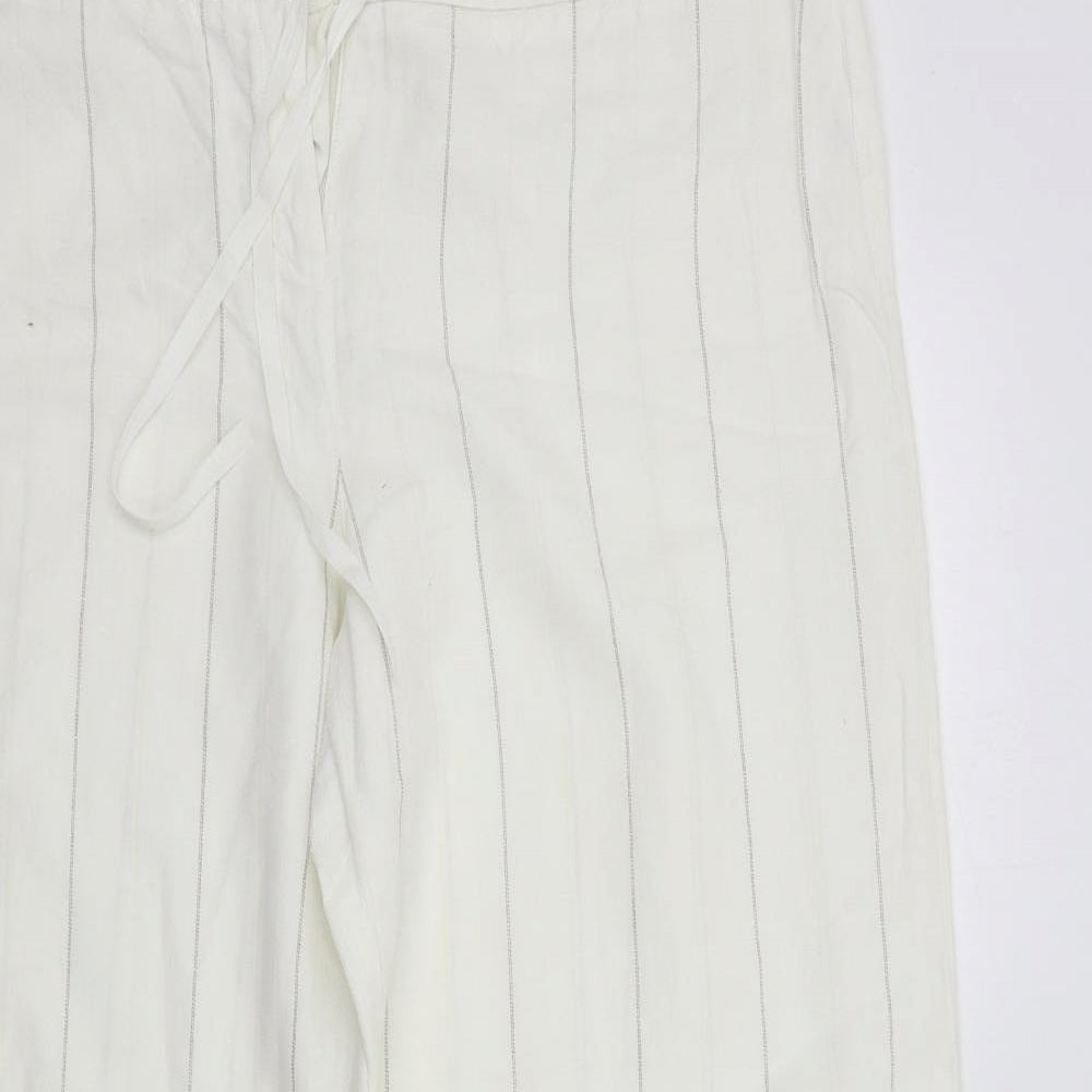 George Womens White Striped  Trousers  Size 16 L29 in