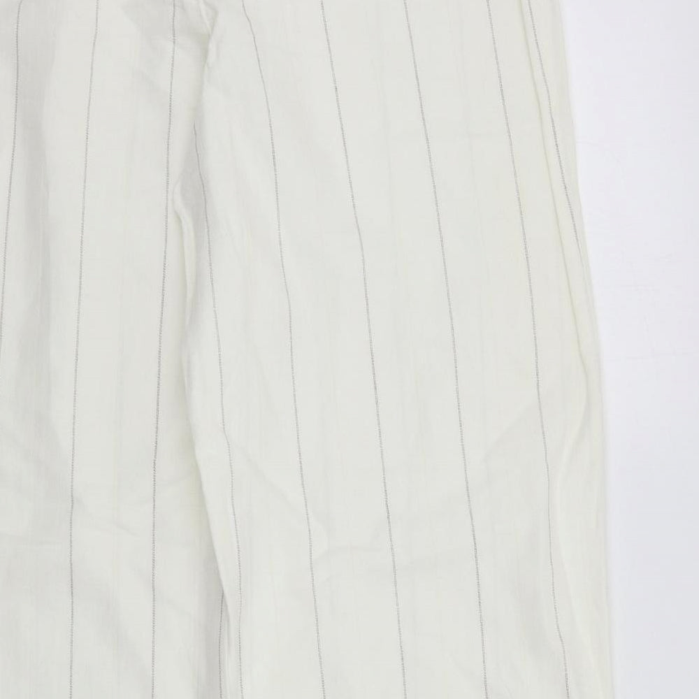 George Womens White Striped  Trousers  Size 16 L29 in