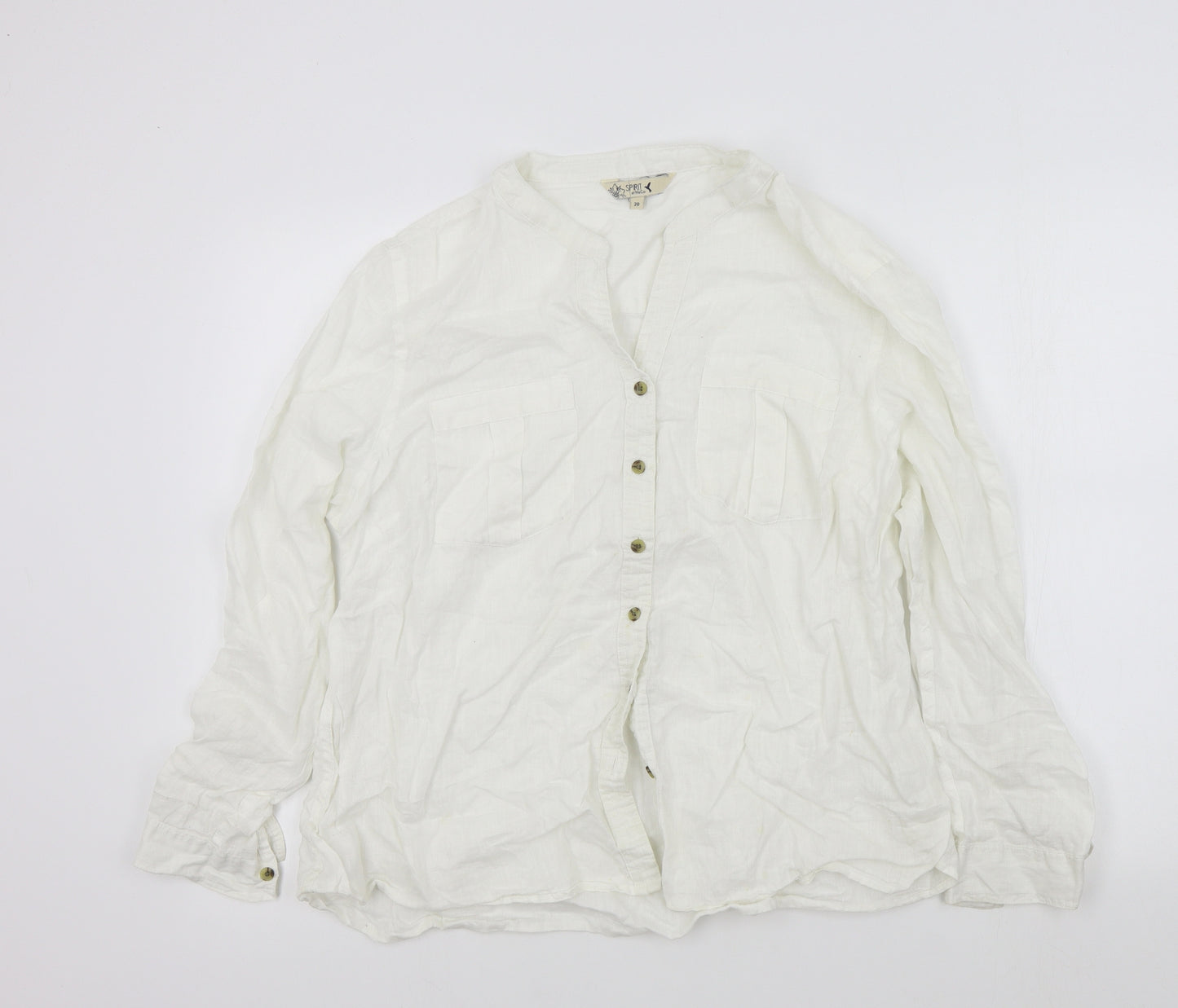 M&Co Womens White Colourblock  Basic Blouse Size 20