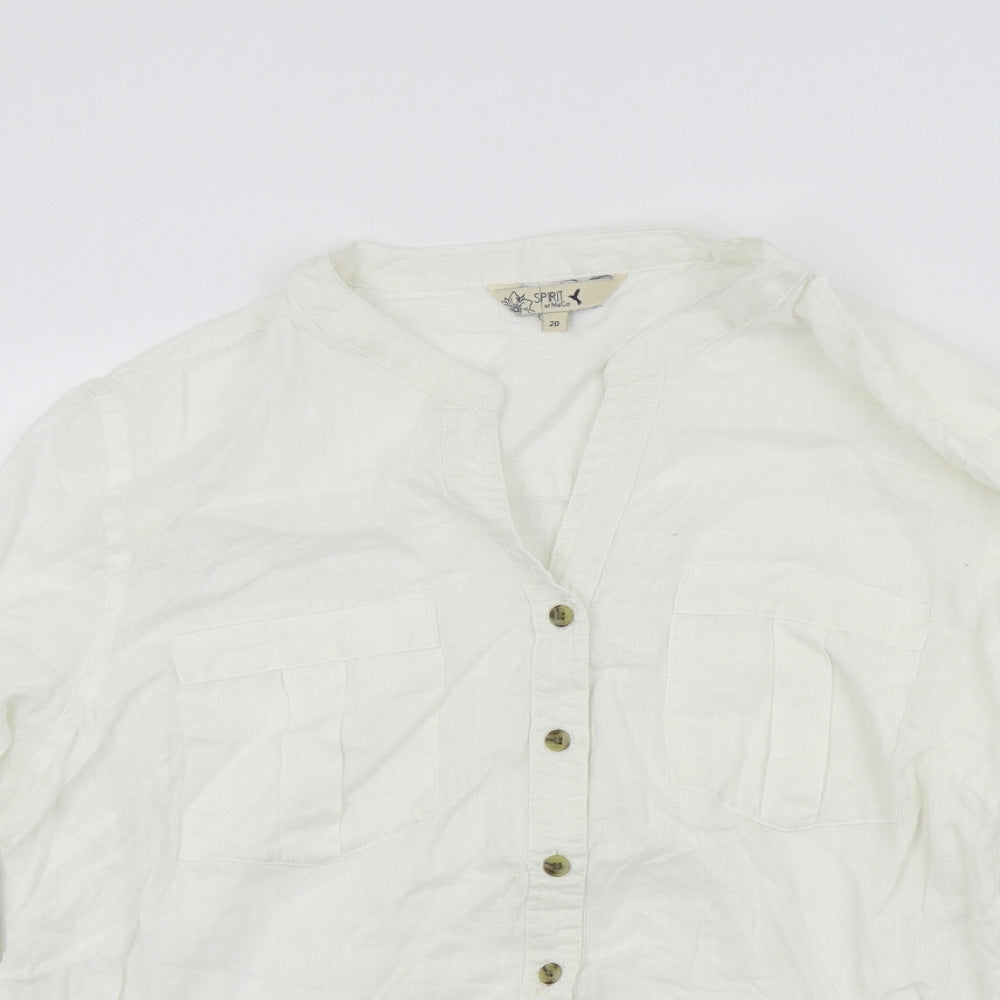 M&Co Womens White Colourblock  Basic Blouse Size 20
