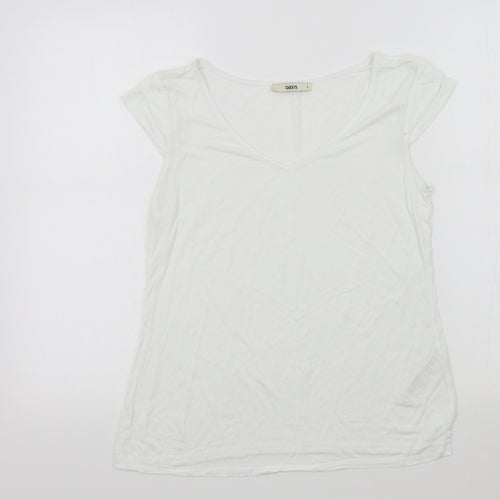 Oasis Womens White Colourblock  Basic T-Shirt Size S