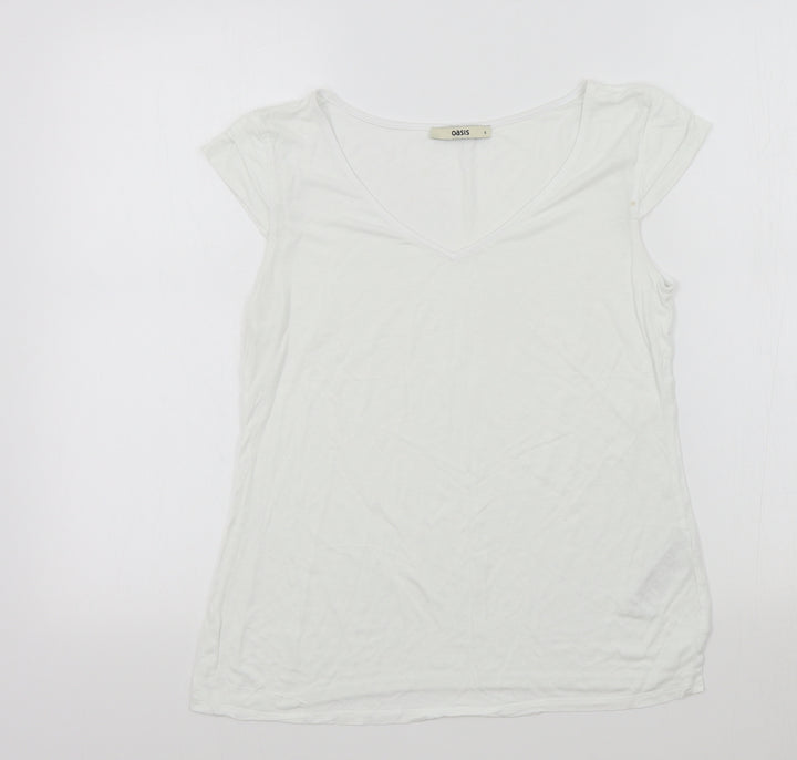 Oasis Womens White Colourblock Basic T-Shirt Size S
