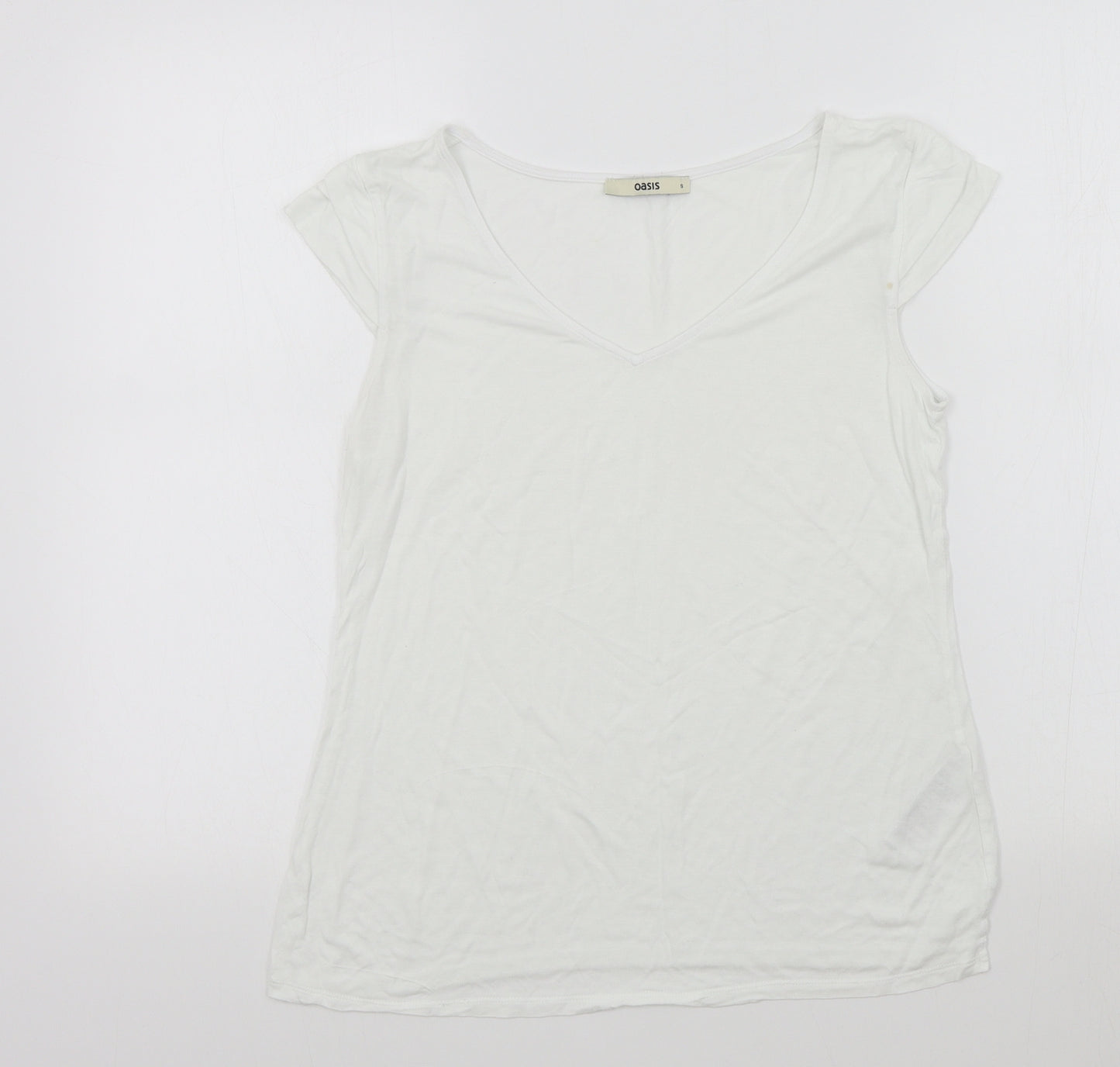 Oasis Womens White Colourblock  Basic T-Shirt Size S