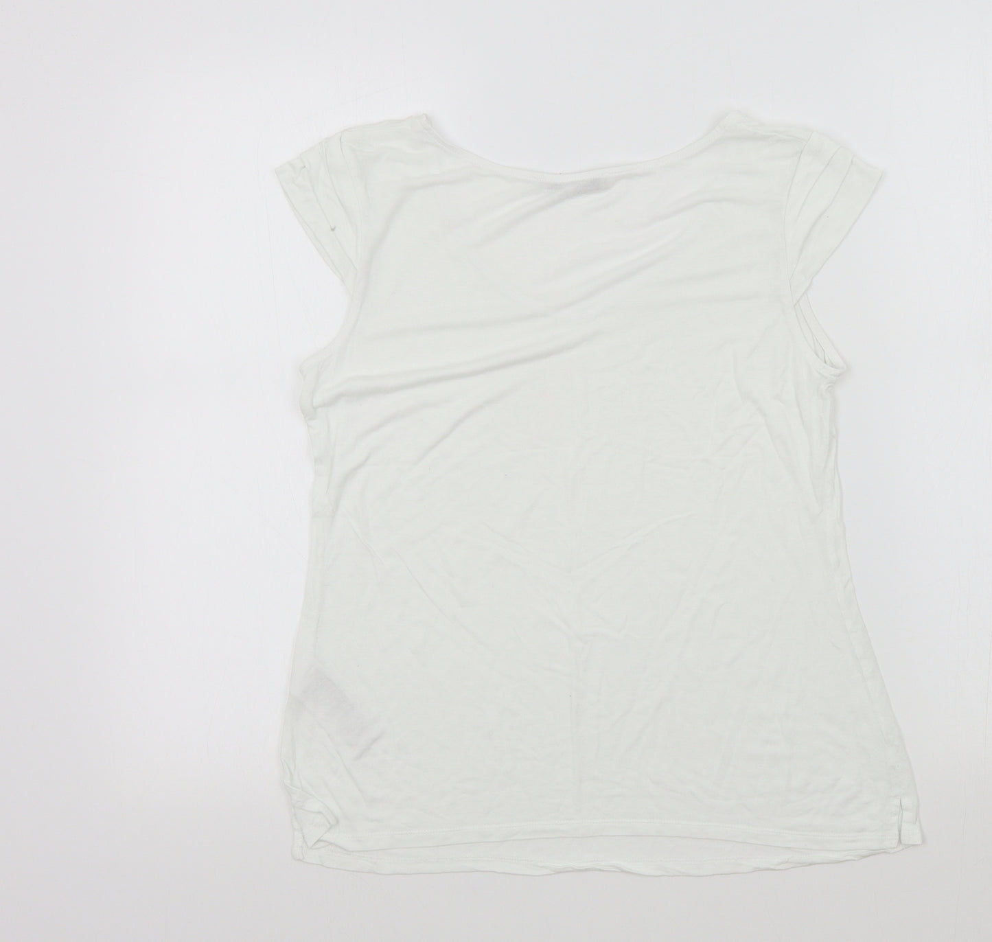 Oasis Womens White Colourblock  Basic T-Shirt Size S