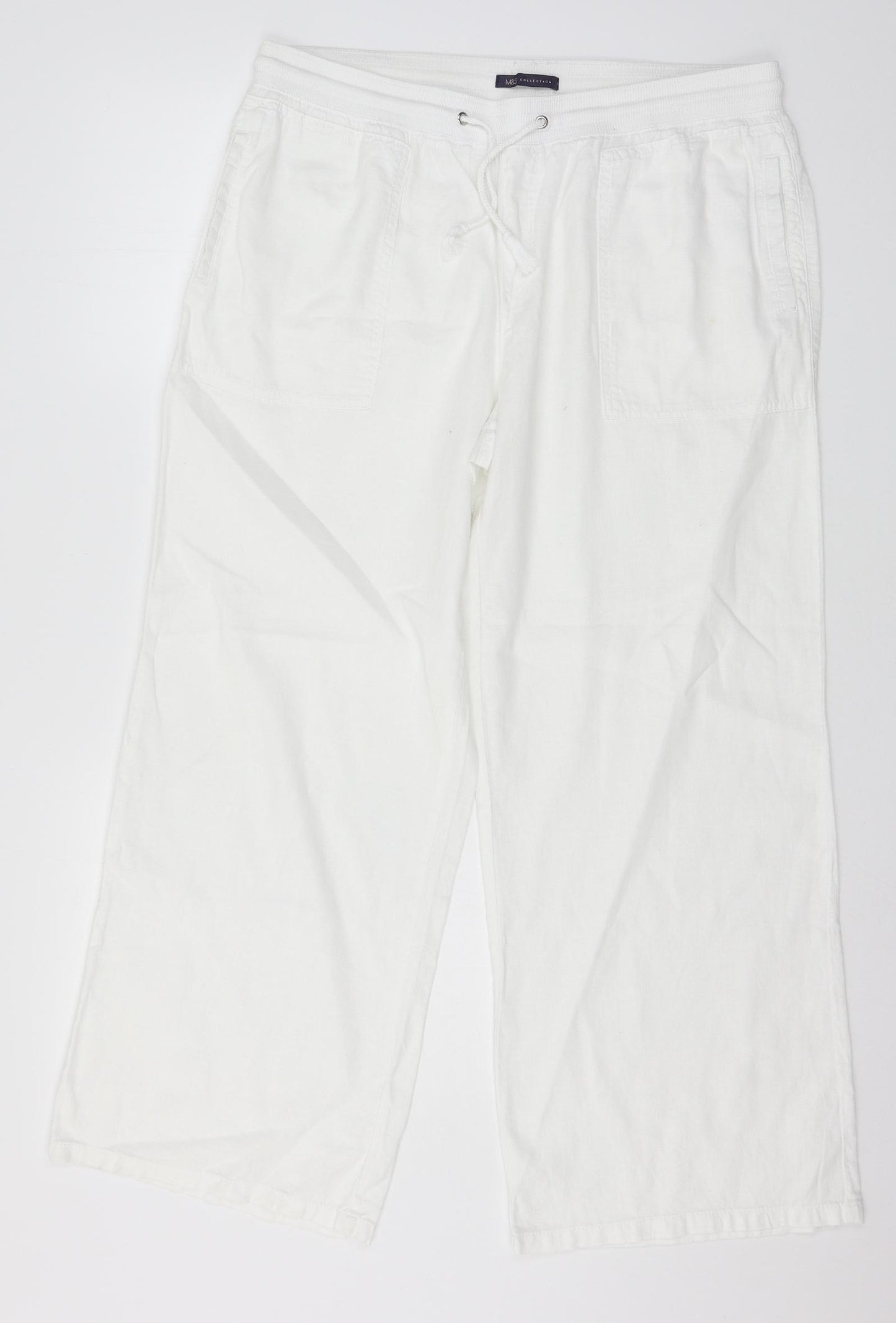 Marks and Spencer Womens White   Trousers  Size 16 L26 in