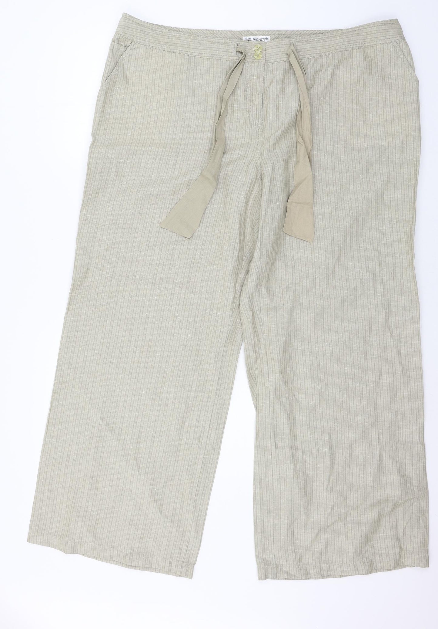 Autograph Womens Beige Striped  Trousers  Size 22 L29 in