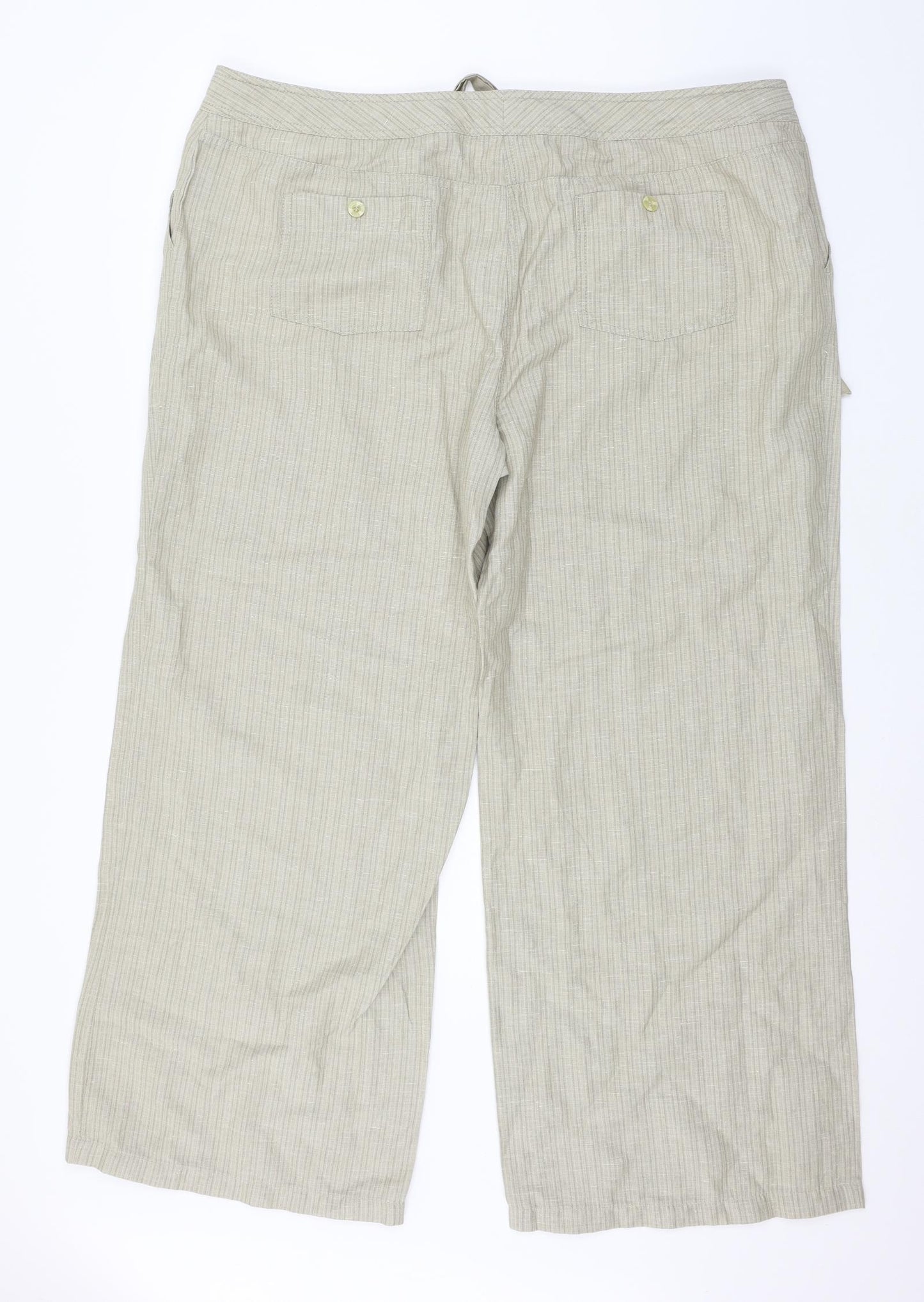 Autograph Womens Beige Striped  Trousers  Size 22 L29 in