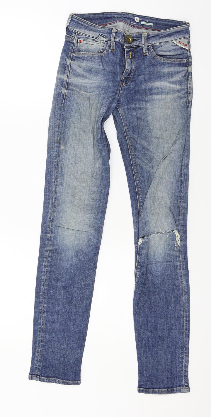 Replay Womens Blue Denim Straight Jeans Size 24 in L30 in