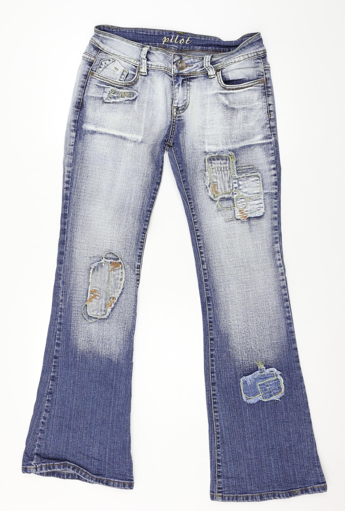 Pilot Womens Blue  Denim Bootcut Jeans Size 16 L30 in