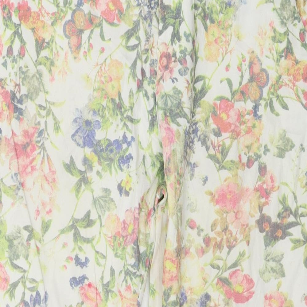 Freesia Womens White Floral  Trousers  Size XL L26 in