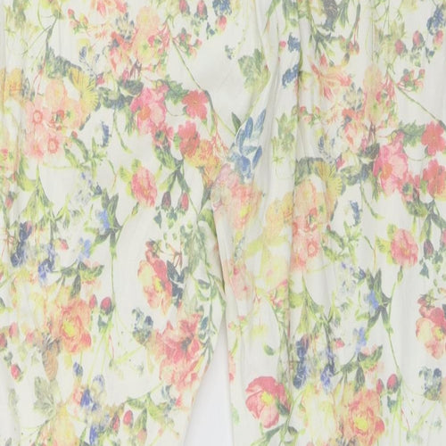 Freesia Womens White Floral  Trousers  Size XL L26 in