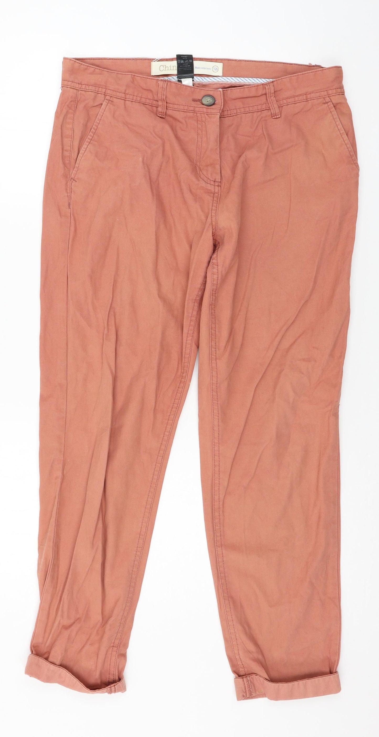 NEXT Womens Orange   Chino Trousers Size 12 L27 in