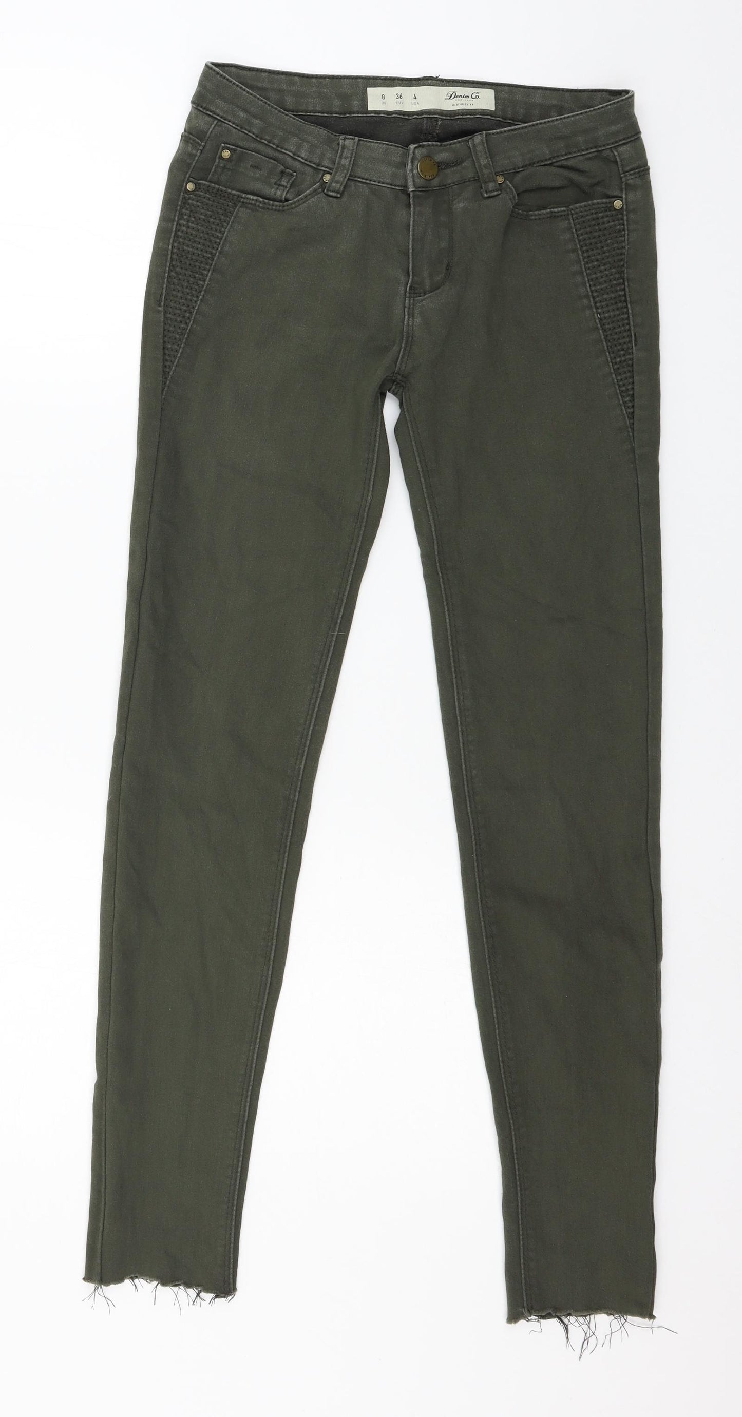 Denim & Co. Womens Green  Denim Skinny Jeans Size 8 L28 in