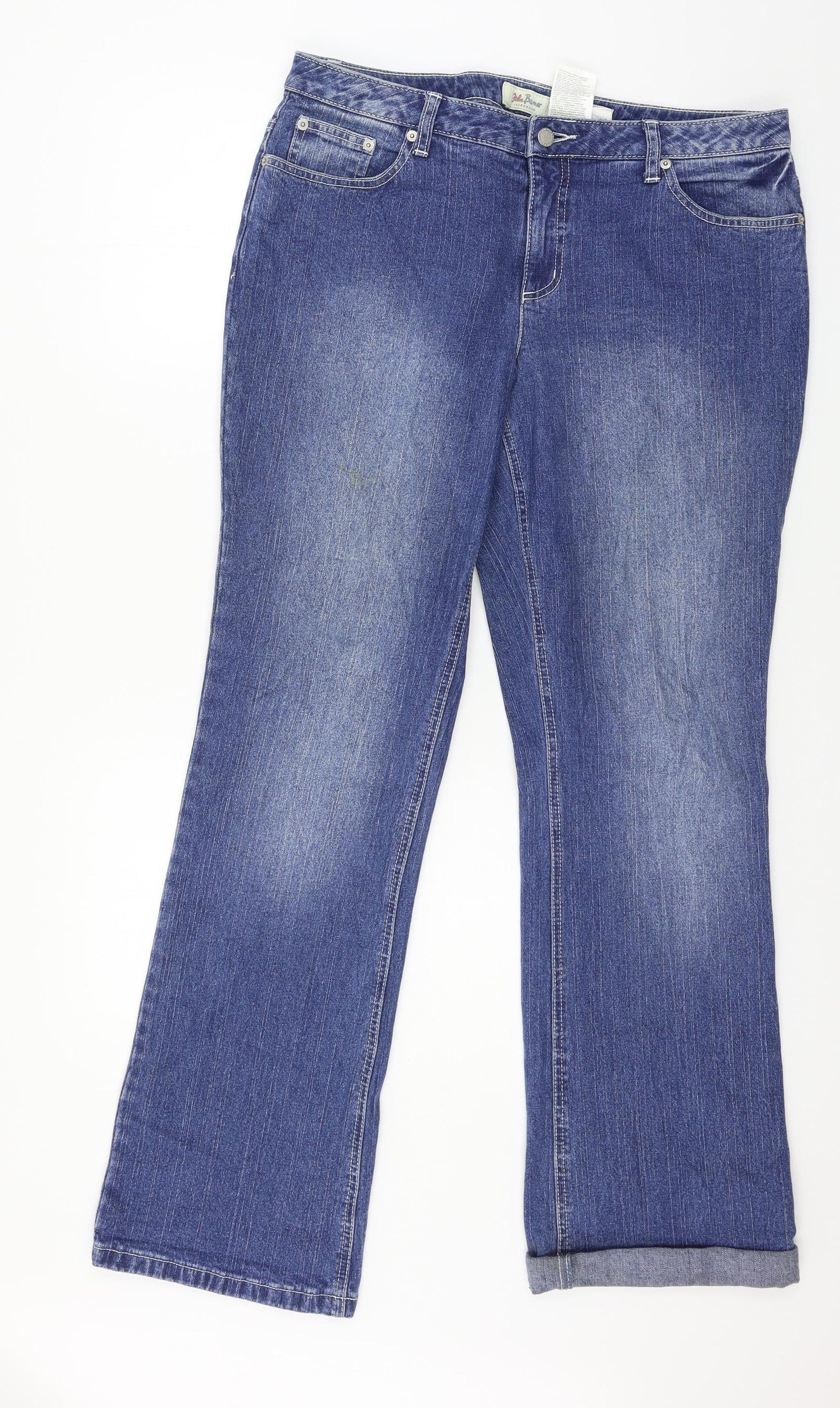 John Baner Womens Blue  Denim Straight Jeans Size 16 L31 in