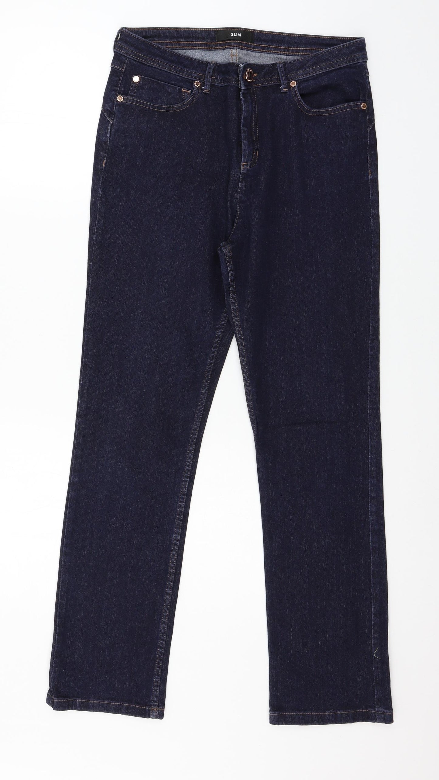 Marks and Spencer Womens Blue  Denim Straight Jeans Size 12 L27 in