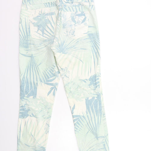 Preworn Womens Blue Floral Denim Skinny Jeans Size 27 in L28 in
