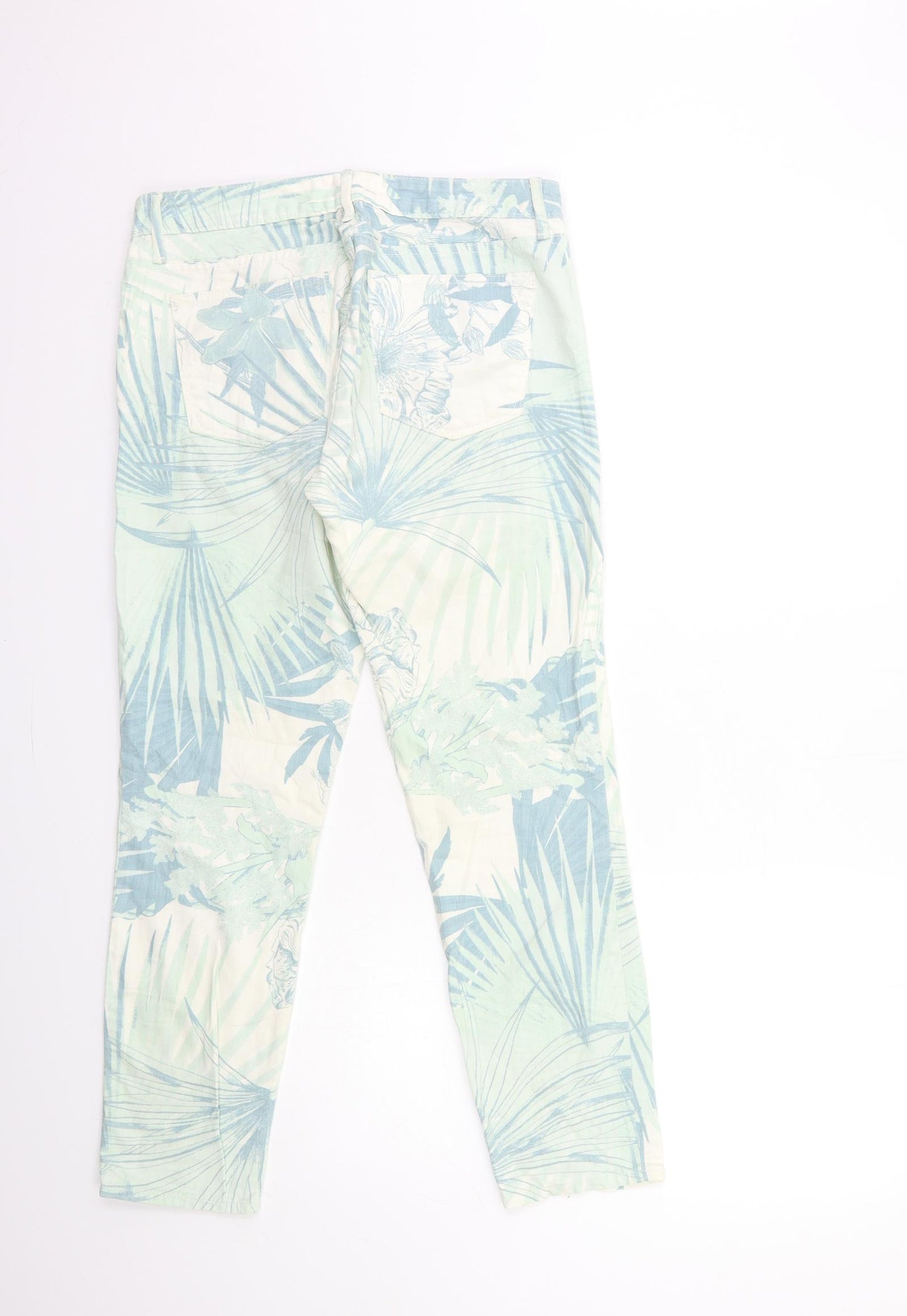 Preworn Womens Blue Floral Denim Skinny Jeans Size 27 in L28 in
