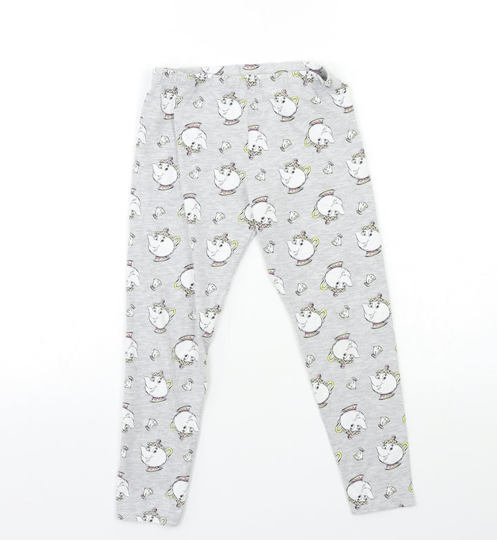 Disney Girls Grey Geometric  Top Lounge Pants Size 6 Years  - Beauty and the Beast