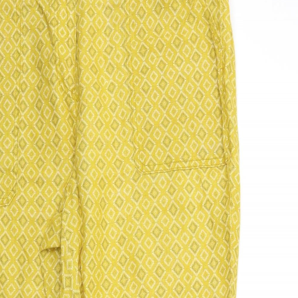 Marks and Spencer Womens Yellow Geometric  Trousers  Size 18 L28 in