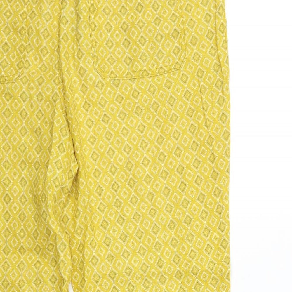 Marks and Spencer Womens Yellow Geometric  Trousers  Size 18 L28 in