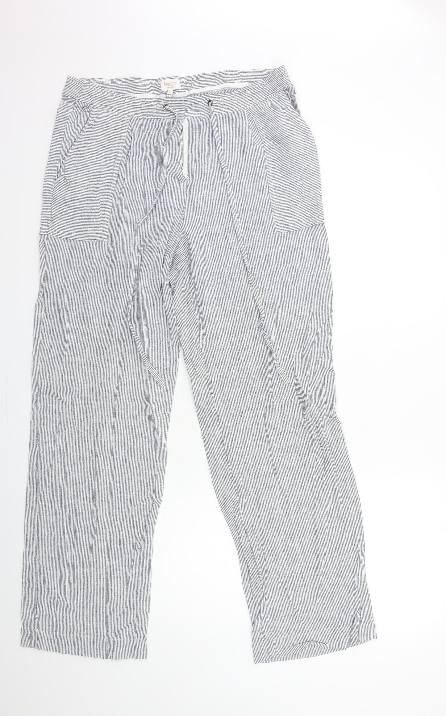 Laundry by Shelli Segal Womens Blue Striped  Trousers  Size 8 L31 in