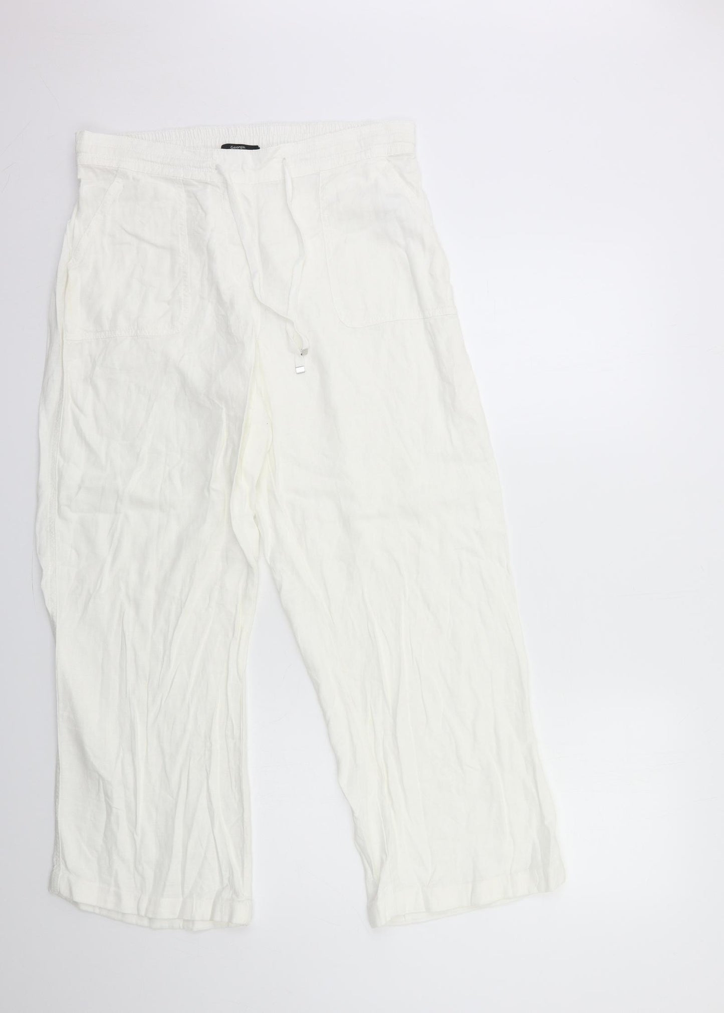 George Womens White   Trousers  Size 14 L27 in